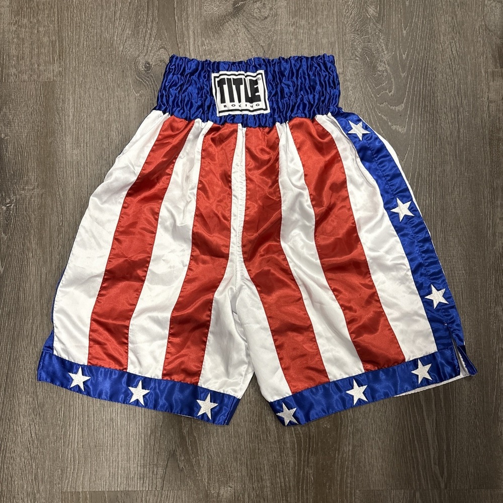 Title Boxing Trunks Small Stars & Stripes America Apollo Creed Rocky Theme 90s
